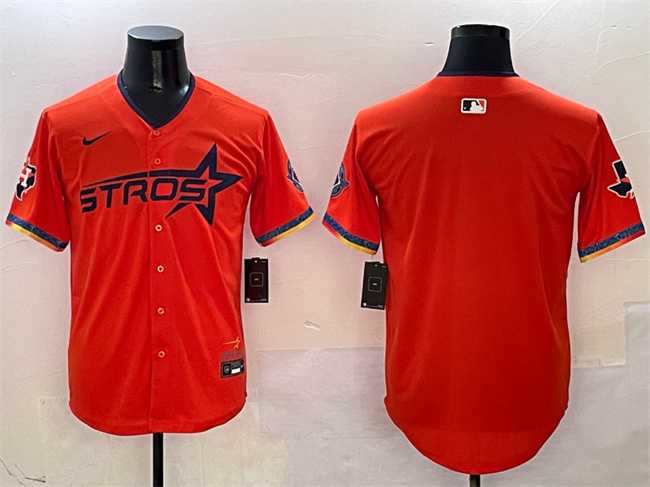 Men%27s Houston Astros Blank Orange 2025 City Connect With Texas Patch Limited Stitched Jersey